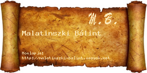 Malatinszki Bálint névjegykártya
