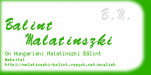 balint malatinszki business card